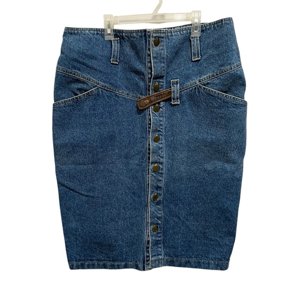 Havoc Vintage Denim Button Front Skirt - Picture 1 of 4